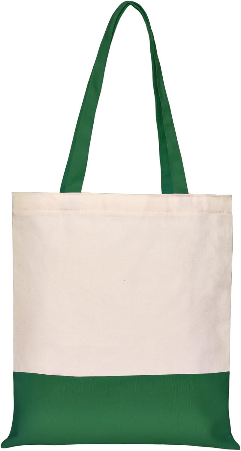 Canvas Tote Bag with Zipper for Women, Halloween Trick or Treat Bags Bulk | 13.8" x 15.3" Fashionable Two-Tone Cotton Tote Bag for Crafts, DIY Your Creative Designs