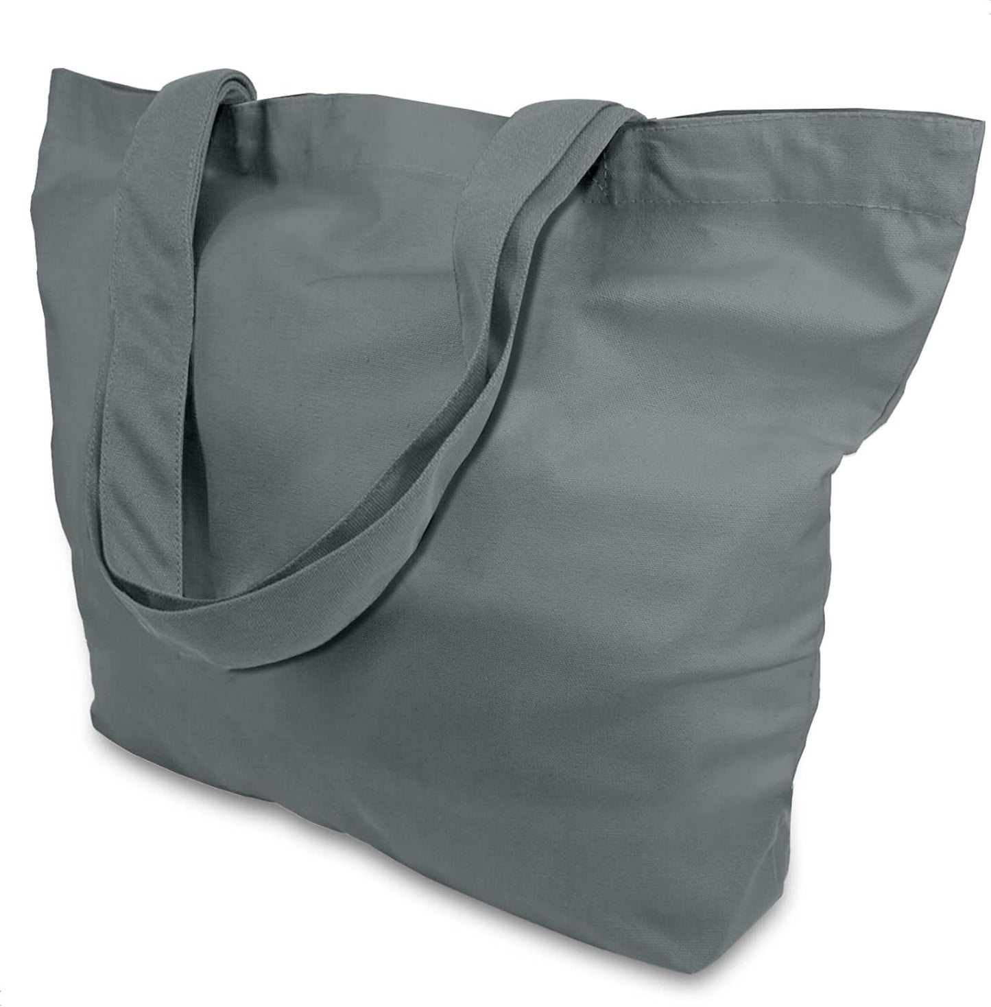 TOPDesign 1 | 3 | 6 | 12 | 24 Pack Super Strong Large 12oz Cotton Canvas Tote Bag, Reusable Grocery Shopping Cloth Bag, Fashionable Two-Tone Tote for Crafts, DIY Your Creative Designs (Pack of 1)