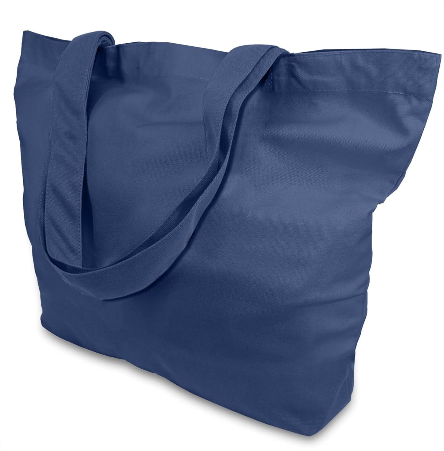 TOPDesign 1 | 3 | 6 | 12 | 24 Pack Super Strong Large 12oz Cotton Canvas Tote Bag, Reusable Grocery Shopping Cloth Bag, Fashionable Two-Tone Tote for Crafts, DIY Your Creative Designs (Pack of 1)