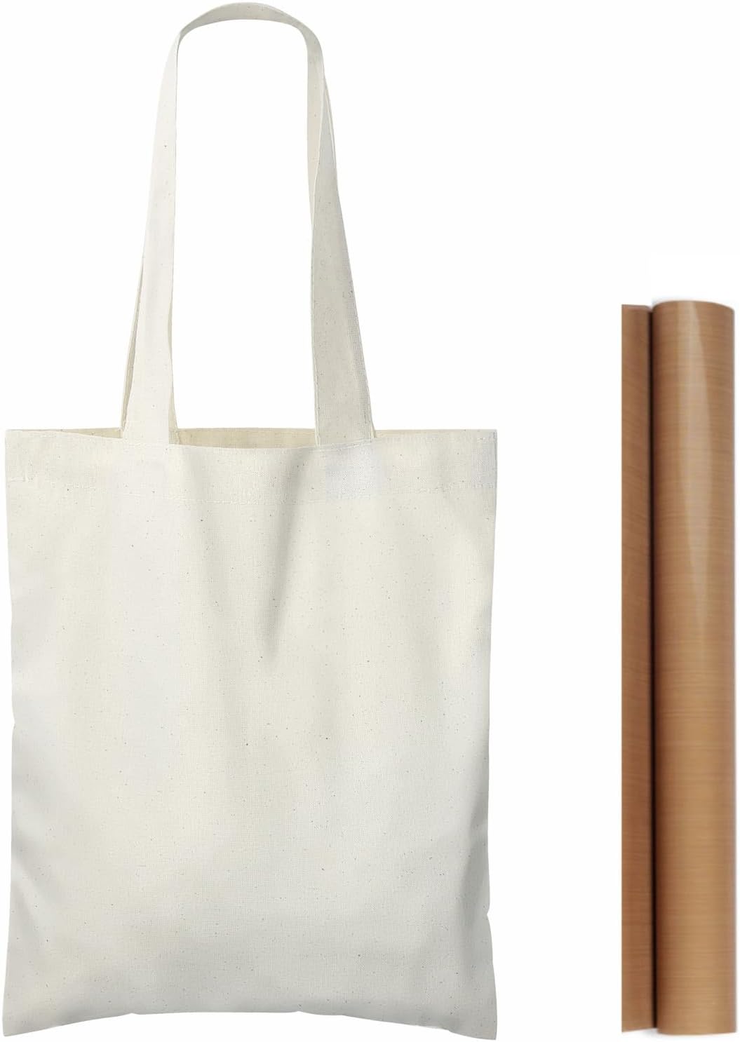 NPBAG 2 | 5 | 15 | 25 | 50 Pack 15'' X 16'' Natural Cotton Tote Bags, Lightweight Blank Bulk Cloth bags with 1pc of PTFE Teflon Sheet (2-Pack)