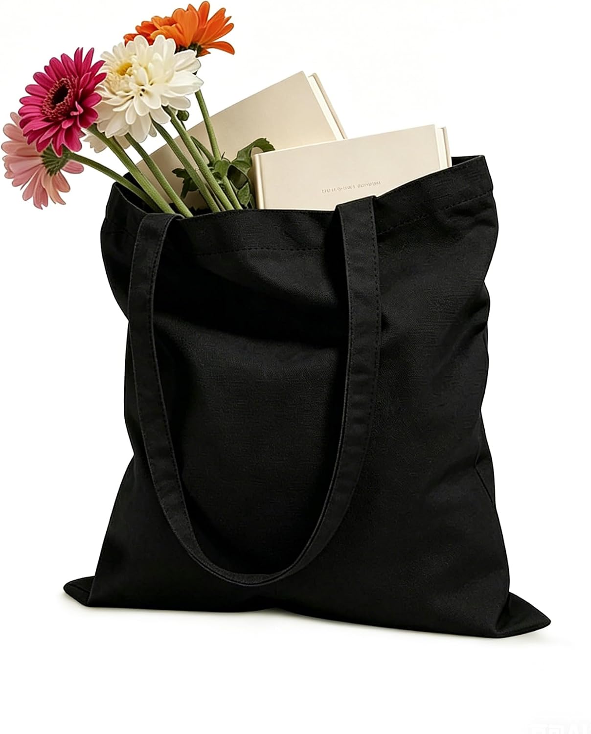 Canvas Tote Bag with Zipper for Women, Halloween Trick or Treat Bags Bulk | 13.8" x 15.3" Fashionable Two-Tone Cotton Tote Bag for Crafts, DIY Your Creative Designs