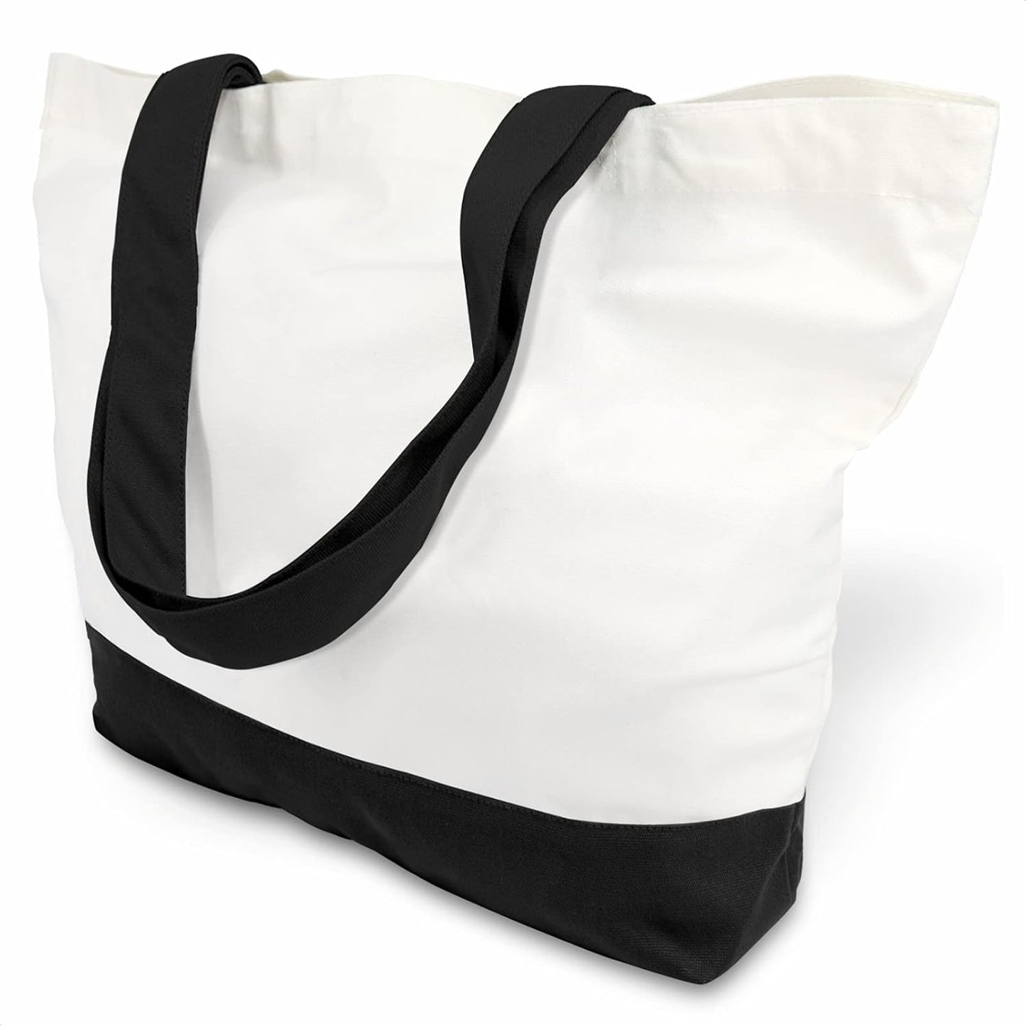 TOPDesign 1 | 3 | 6 | 12 | 24 Pack Super Strong Large 12oz Cotton Canvas Tote Bag, Reusable Grocery Shopping Cloth Bag, Fashionable Two-Tone Tote for Crafts, DIY Your Creative Designs (Pack of 1)