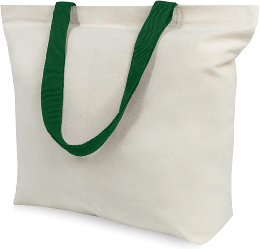 TOPDesign 2-Pack Canvas Tote Bags with Magnetic Snap, Reusable Grocery Shopping Bags, DIY Your Creative Designs