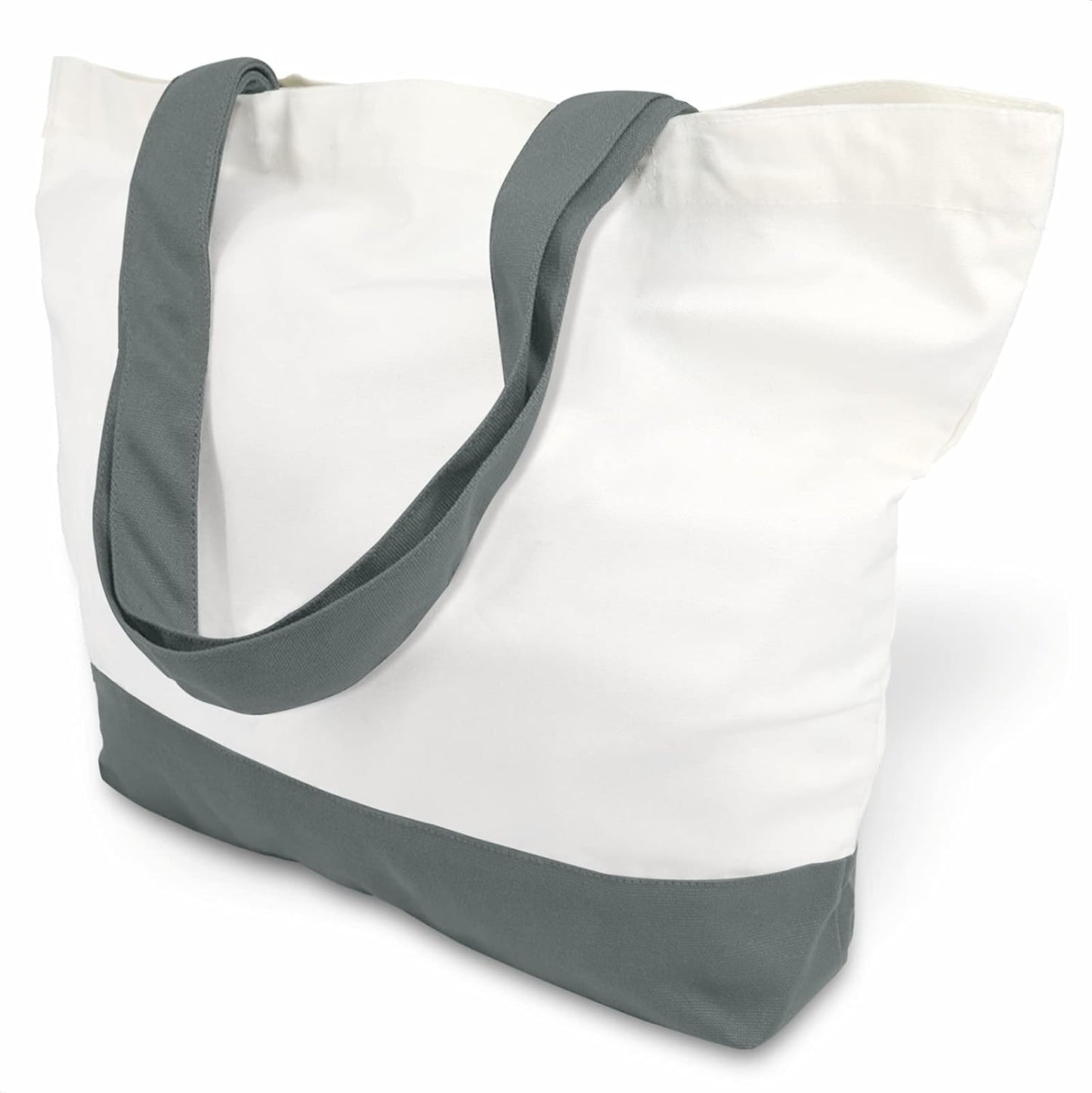 TOPDesign 1 | 3 | 6 | 12 | 24 Pack Super Strong Large 12oz Cotton Canvas Tote Bag, Reusable Grocery Shopping Cloth Bag, Fashionable Two-Tone Tote for Crafts, DIY Your Creative Designs (Pack of 1)