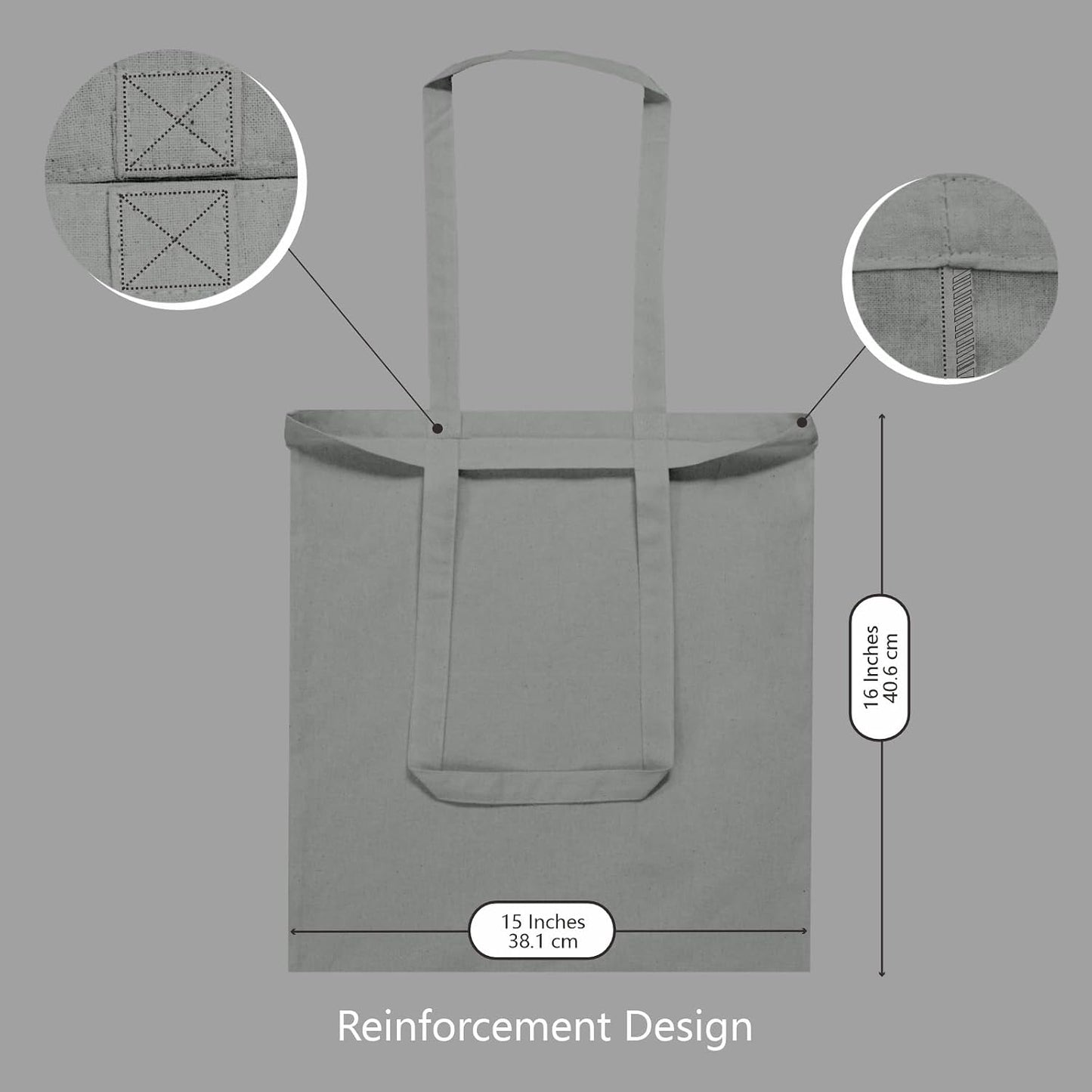 TOPDesign 3 | 6 | 12 | 24 | 48 | 192 Pack Economical Cotton Tote Bags, Lightweight Medium Reusable Grocery Shopping Cloth Bags, Suitable for DIY, Advertising, Promotion, Gift, Activity (3-Pack)