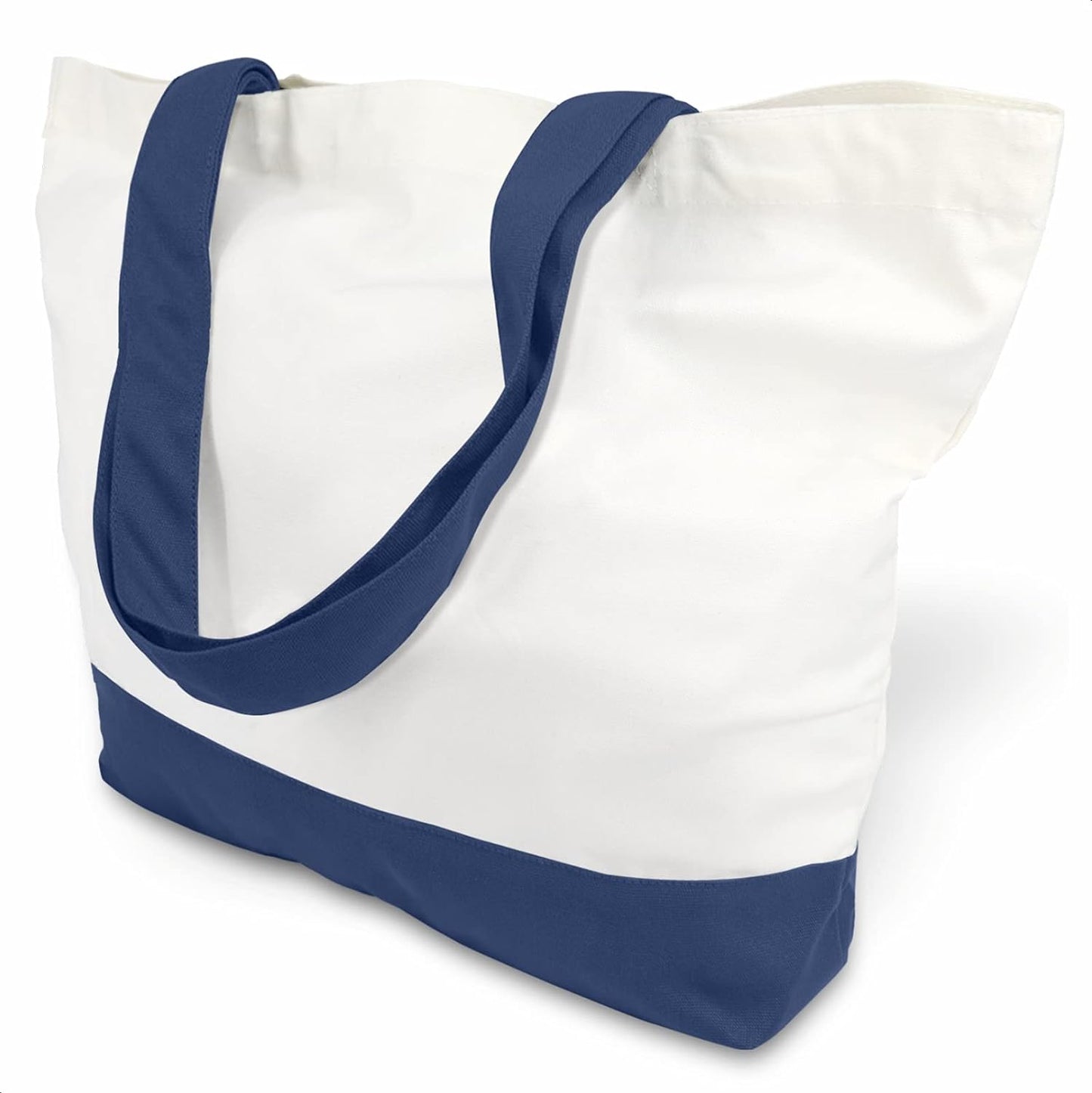 TOPDesign 1 | 3 | 6 | 12 | 24 Pack Super Strong Large 12oz Cotton Canvas Tote Bag, Reusable Grocery Shopping Cloth Bag, Fashionable Two-Tone Tote for Crafts, DIY Your Creative Designs (Pack of 1)