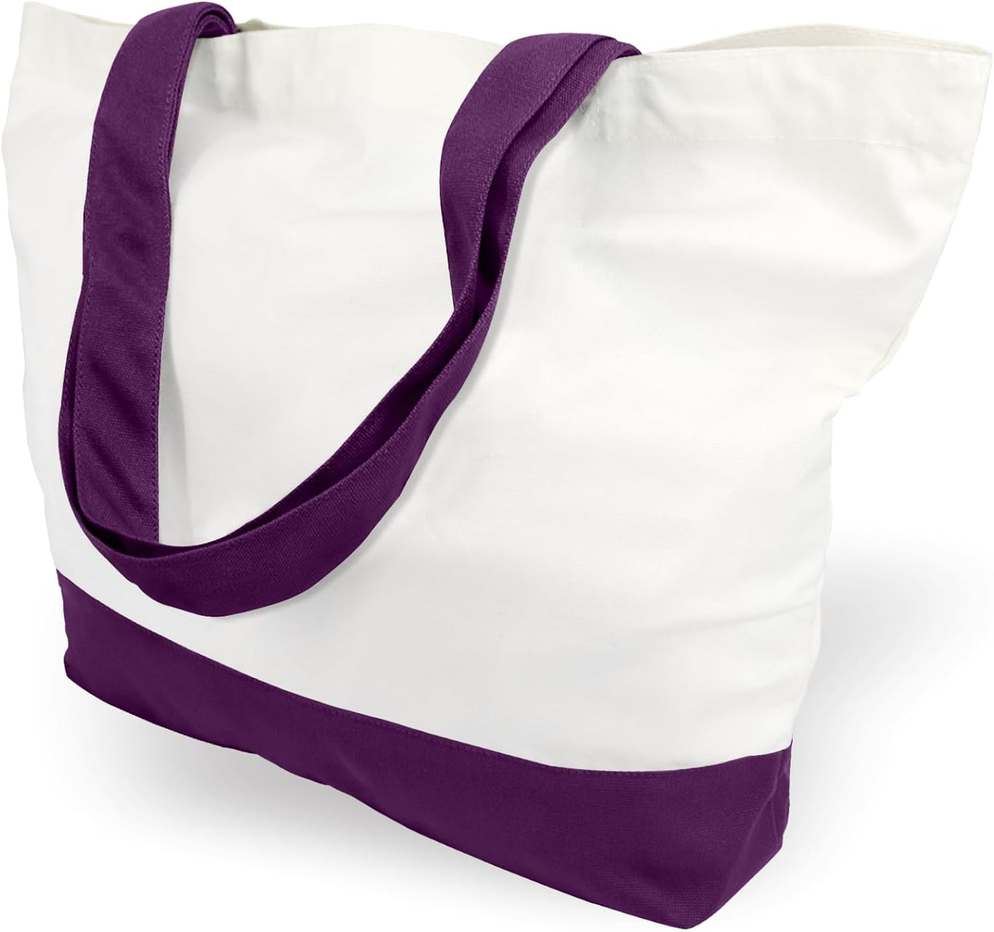 TOPDesign 1 | 3 | 6 | 12 | 24 Pack Super Strong Large 12oz Cotton Canvas Tote Bag, Reusable Grocery Shopping Cloth Bag, Fashionable Two-Tone Tote for Crafts, DIY Your Creative Designs (Pack of 1)