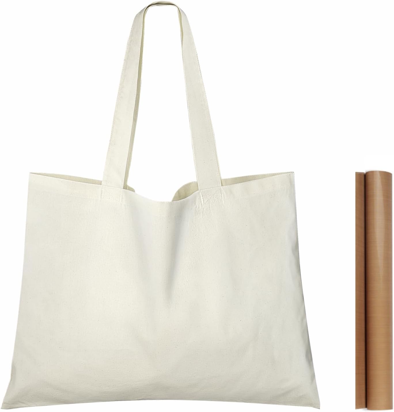 NPBAG 2 | 5 | 15 | 25 | 50 Pack 15'' X 16'' Natural Cotton Tote Bags, Lightweight Blank Bulk Cloth bags with 1pc of PTFE Teflon Sheet (2-Pack)