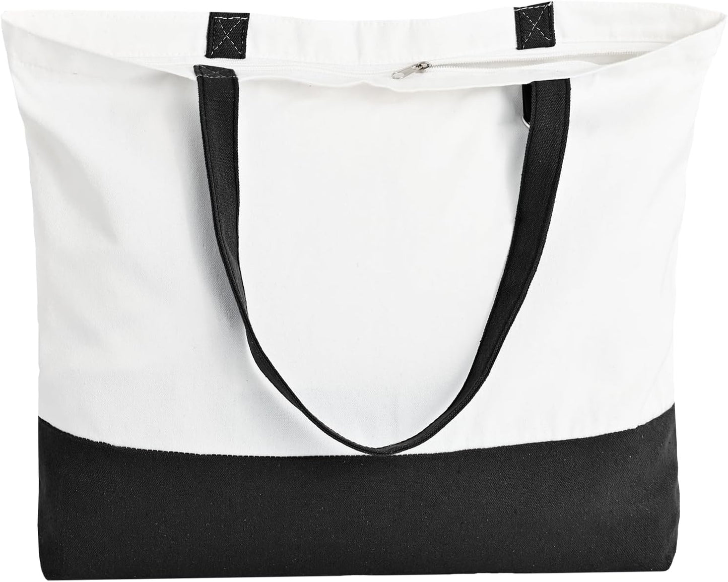 1 Pack Canvas Tote Bag with Zipper, Large Reusable Grocery Tote, Pink | Blank bag, washable, inner pocket, flat bottom, sturdy handle, for sublimation DIY/transfer, travel/beach/Christmas crafts