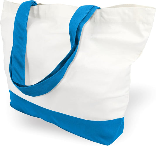 TOPDesign 1 | 3 | 6 | 12 | 24 Pack Super Strong Large 12oz Cotton Canvas Tote Bag, Reusable Grocery Shopping Cloth Bag, Fashionable Two-Tone Tote for Crafts, DIY Your Creative Designs (Pack of 1)