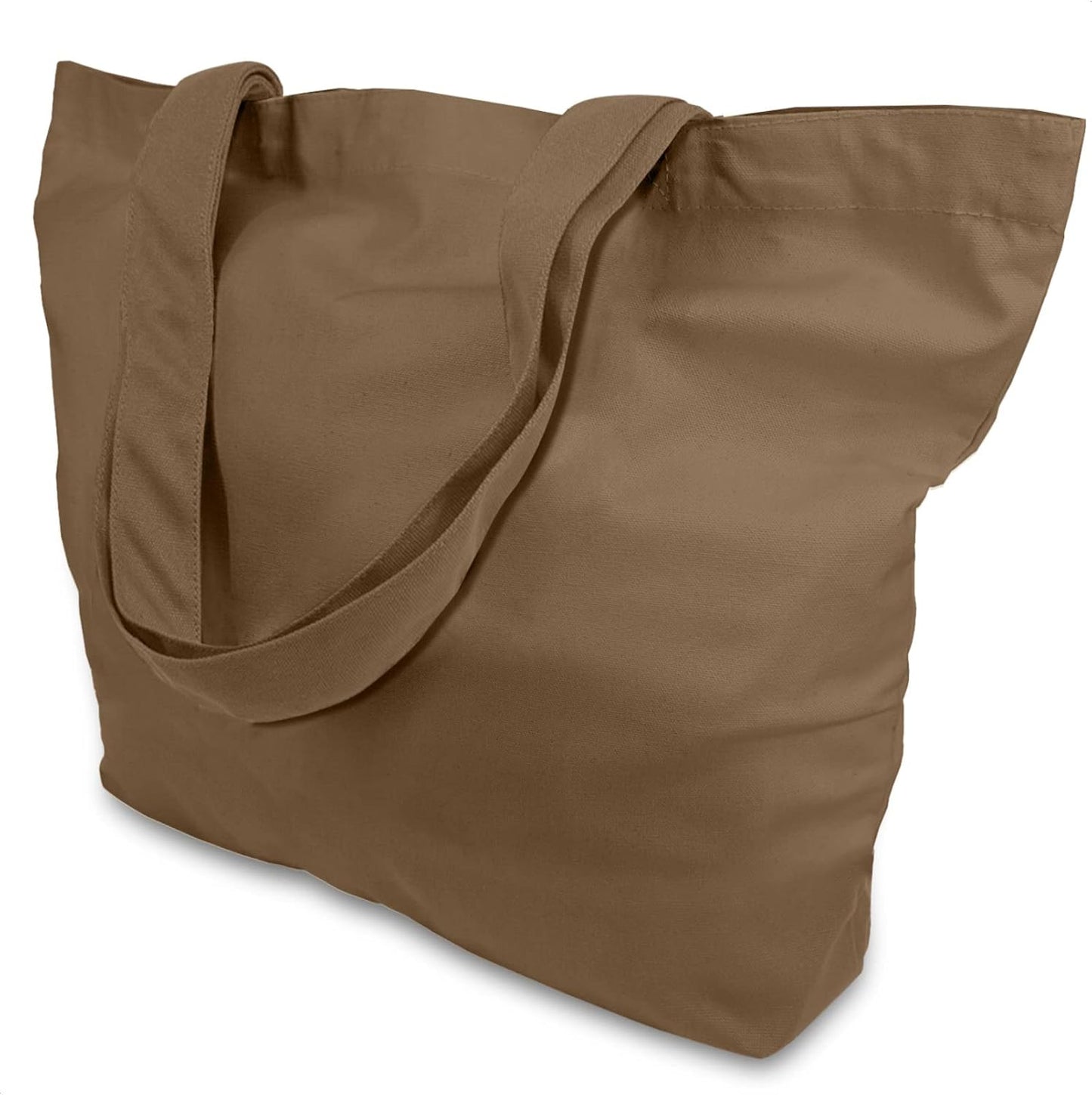 TOPDesign 1 | 3 | 6 | 12 | 24 Pack Super Strong Large 12oz Cotton Canvas Tote Bag, Reusable Grocery Shopping Cloth Bag, Fashionable Two-Tone Tote for Crafts, DIY Your Creative Designs (Pack of 1)