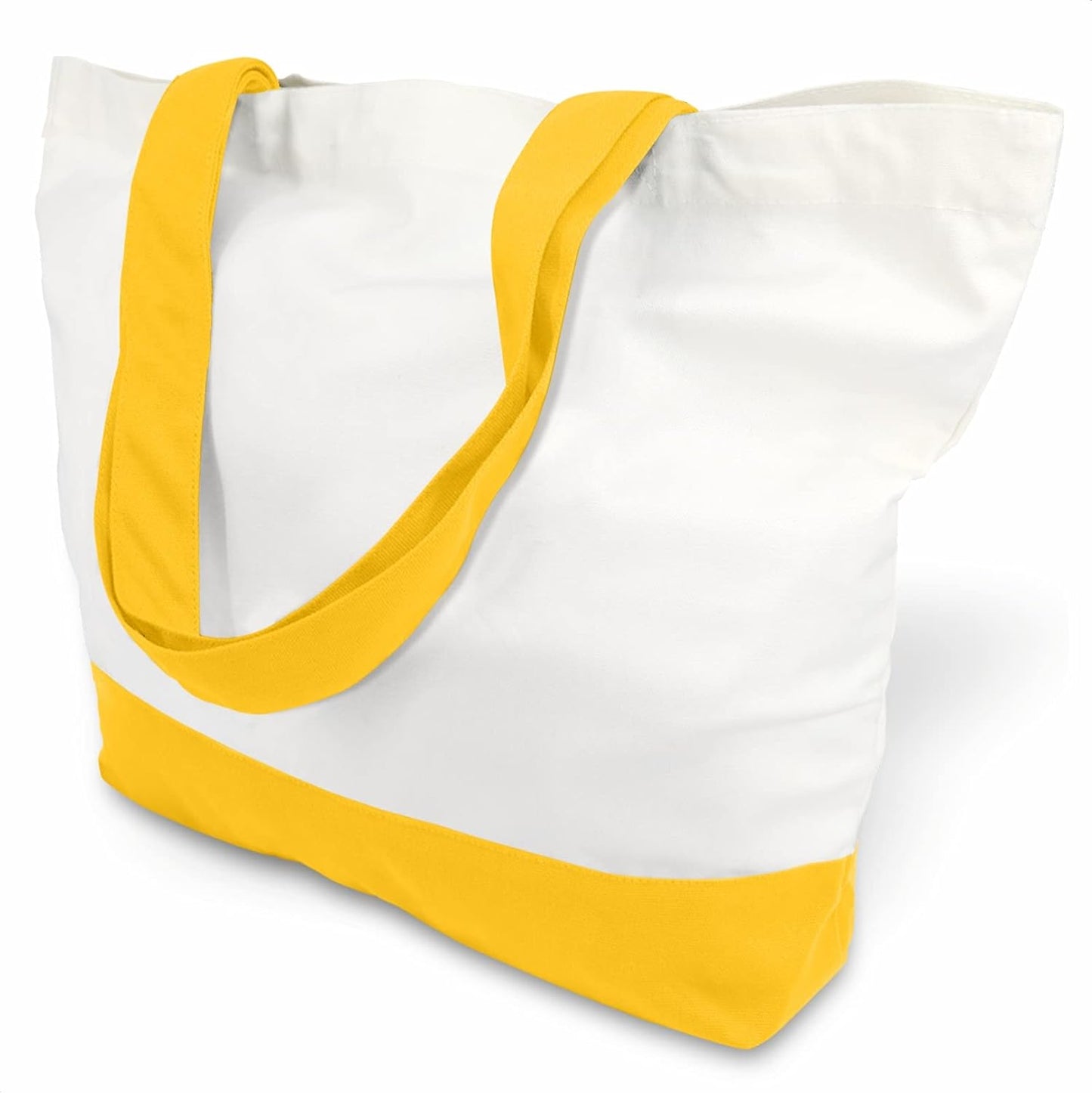 TOPDesign 1 | 3 | 6 | 12 | 24 Pack Super Strong Large 12oz Cotton Canvas Tote Bag, Reusable Grocery Shopping Cloth Bag, Fashionable Two-Tone Tote for Crafts, DIY Your Creative Designs (Pack of 1)