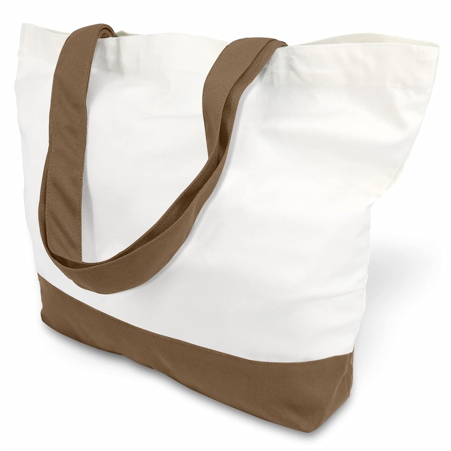 TOPDesign 1 | 3 | 6 | 12 | 24 Pack Super Strong Large 12oz Cotton Canvas Tote Bag, Reusable Grocery Shopping Cloth Bag, Fashionable Two-Tone Tote for Crafts, DIY Your Creative Designs (Pack of 1)
