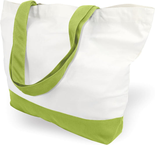 TOPDesign 1 | 3 | 6 | 12 | 24 Pack Super Strong Large 12oz Cotton Canvas Tote Bag, Reusable Grocery Shopping Cloth Bag, Fashionable Two-Tone Tote for Crafts, DIY Your Creative Designs (Pack of 1)