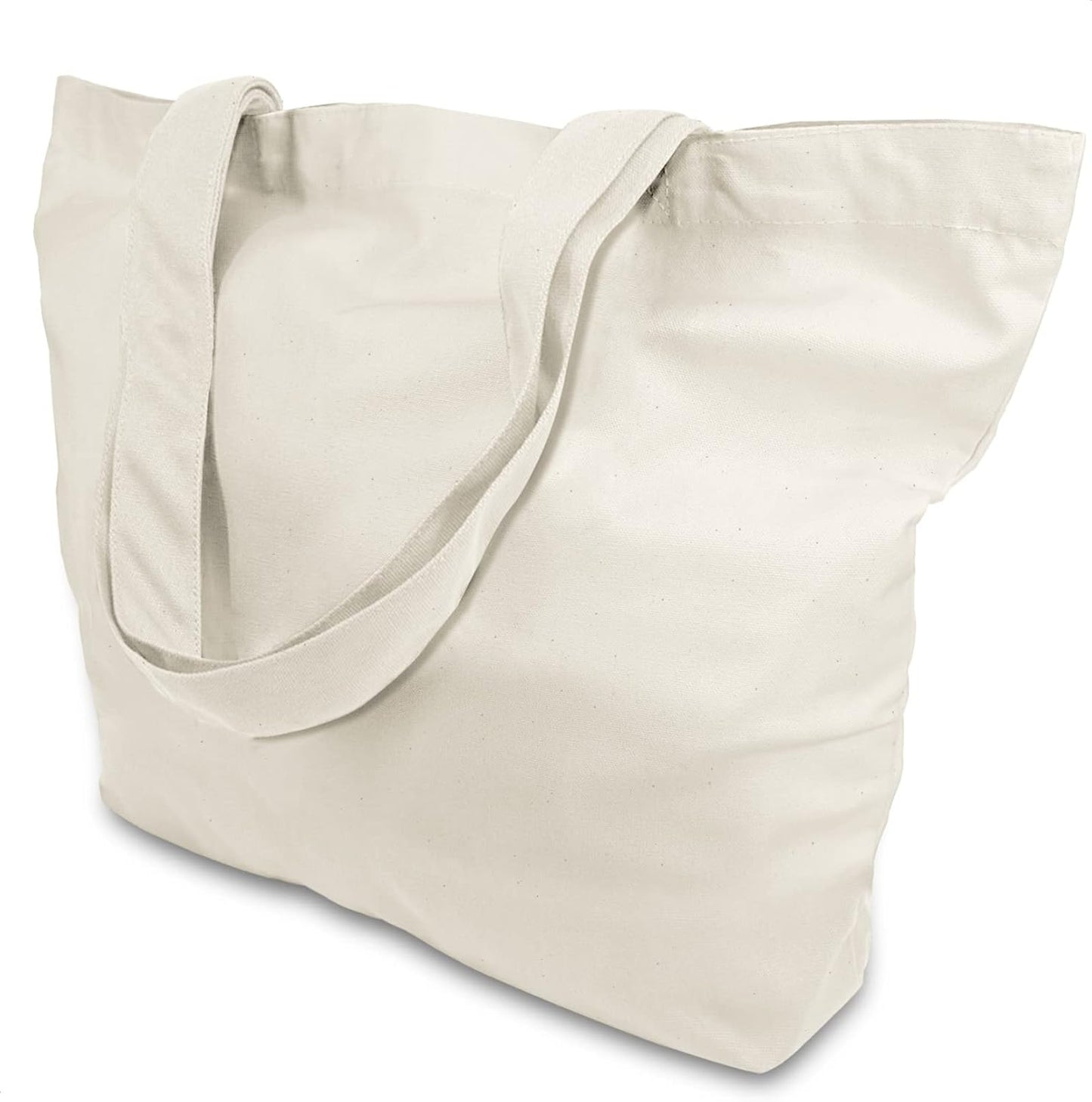 TOPDesign 1 | 3 | 6 | 12 | 24 Pack Super Strong Large 12oz Cotton Canvas Tote Bag, Reusable Grocery Shopping Cloth Bag, Fashionable Two-Tone Tote for Crafts, DIY Your Creative Designs (Pack of 1)