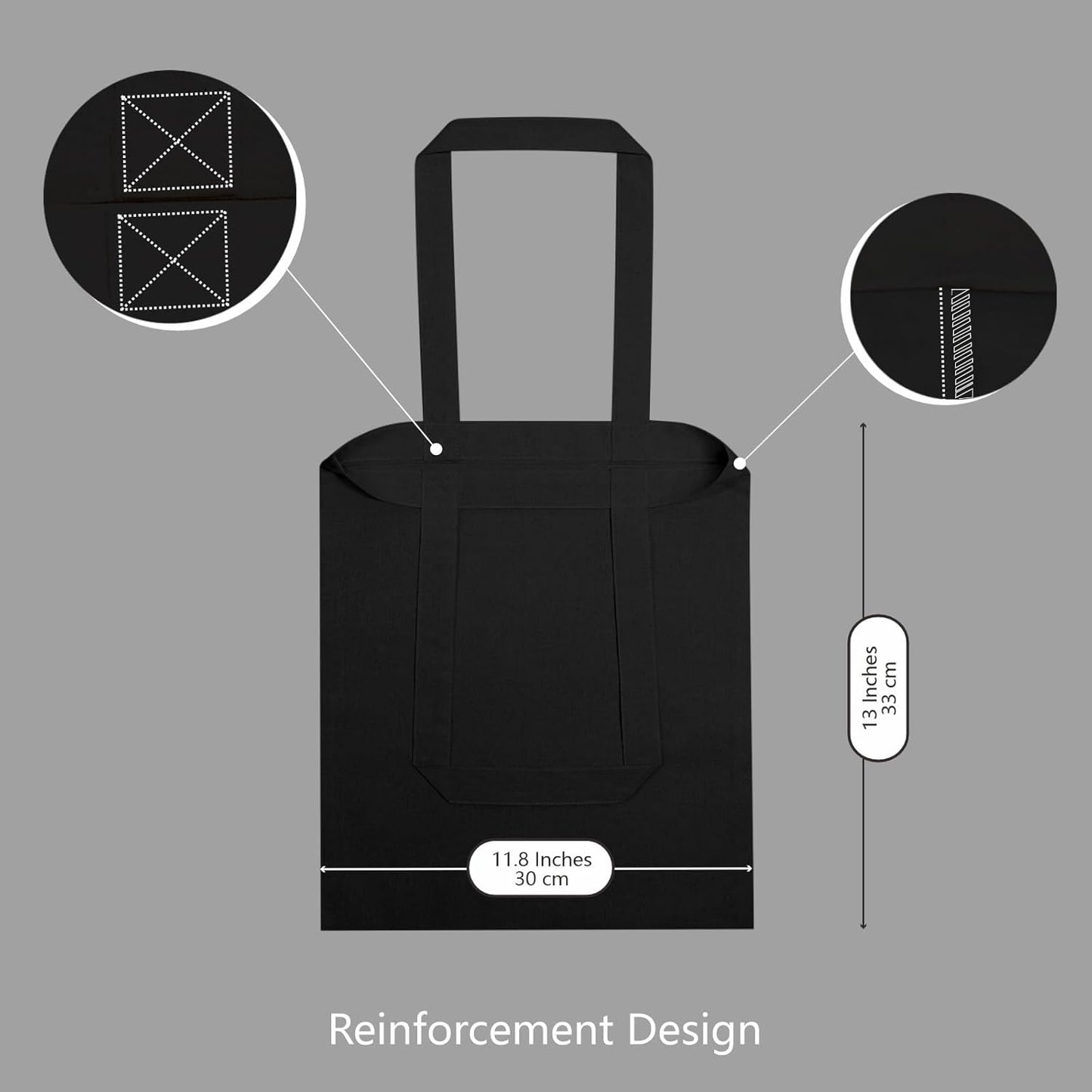 TOPDesign 3 | 6 | 12 | 24 | 48 | 192 Pack Economical Cotton Tote Bags, Lightweight Medium Reusable Grocery Shopping Cloth Bags, Suitable for DIY, Advertising, Promotion, Gift, Activity (3-Pack)