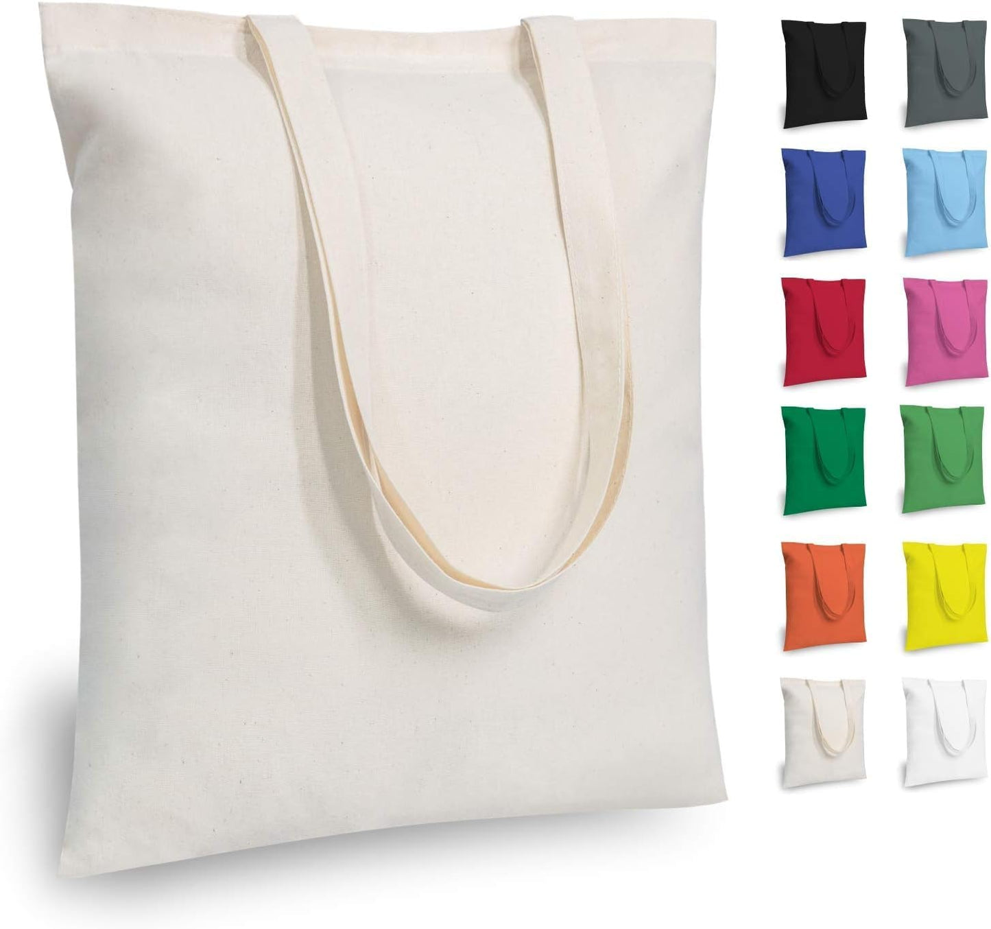 TOPDesign 3 | 6 | 12 | 24 | 48 | 192 Pack Economical Cotton Tote Bags, Lightweight Medium Reusable Grocery Shopping Cloth Bags, Suitable for DIY, Advertising, Promotion, Gift, Activity (3-Pack)