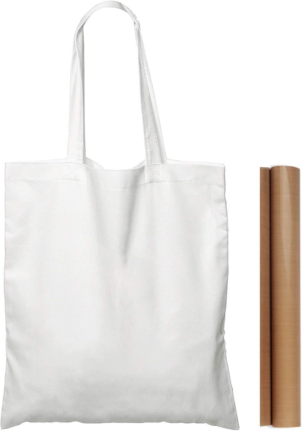 NPBAG 2 | 5 | 15 | 25 | 50 Pack 15'' X 16'' Natural Cotton Tote Bags, Lightweight Blank Bulk Cloth bags with 1pc of PTFE Teflon Sheet (2-Pack)