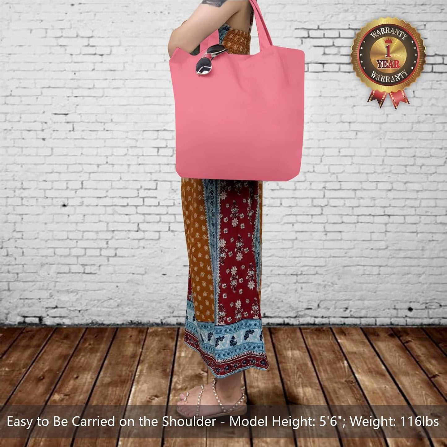 TOPDesign 1 | 3 | 6 | 12 | 24 Pack Super Strong Large 12oz Cotton Canvas Tote Bag, Reusable Grocery Shopping Cloth Bag, Fashionable Two-Tone Tote for Crafts, DIY Your Creative Designs (Pack of 1)
