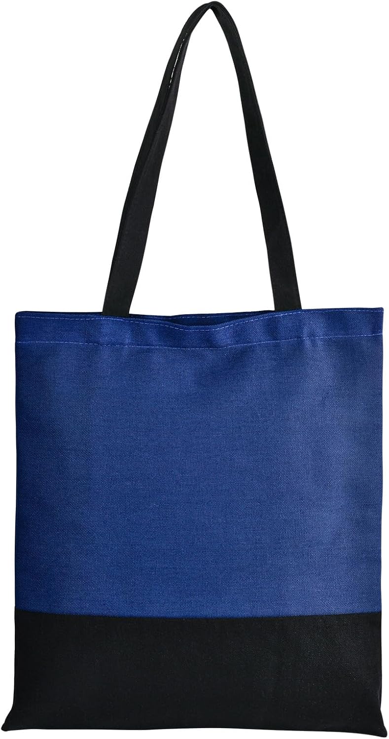 Canvas Tote Bag with Zipper for Women, Halloween Trick or Treat Bags Bulk | 13.8" x 15.3" Fashionable Two-Tone Cotton Tote Bag for Crafts, DIY Your Creative Designs