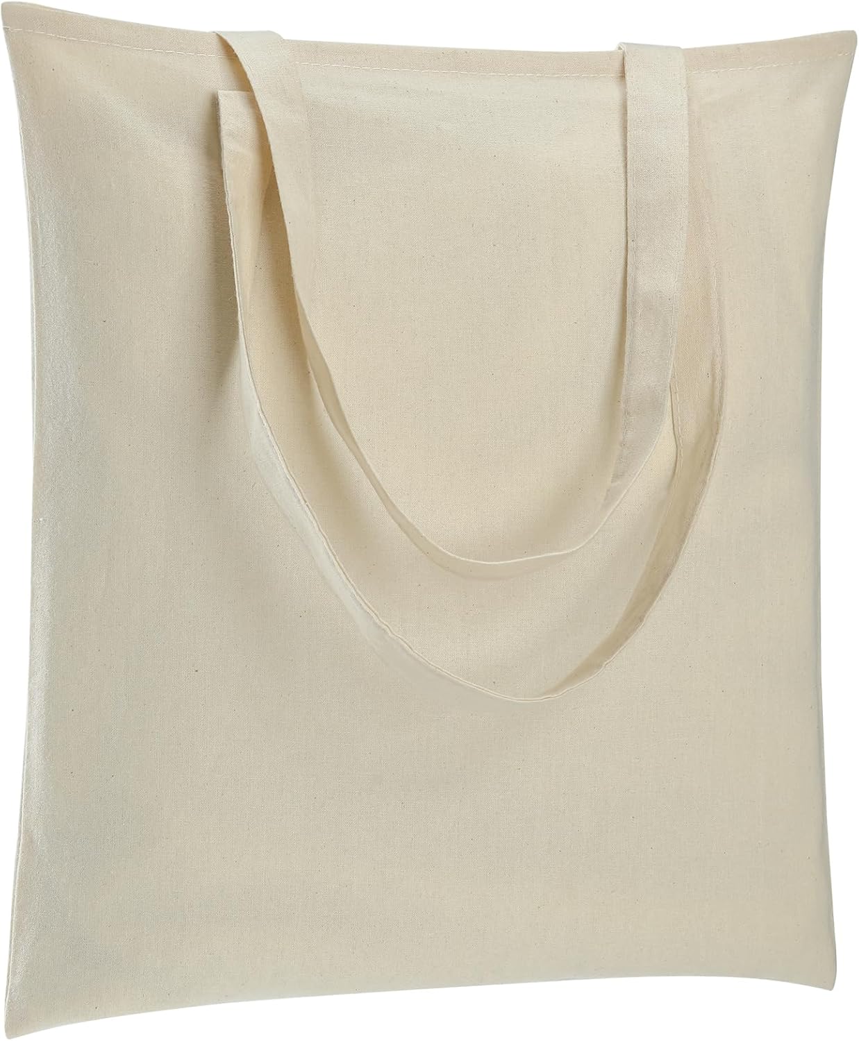 Carbrea 12 Pack Thin Canvas Tote Bags Bulk, Reusable Grocery Bags - Beige | Lightweight, 5oz Natural Canvas, Reinforced Stitches, Blank Design, Ideal for Shopping DIY Sublimation Activity Gift