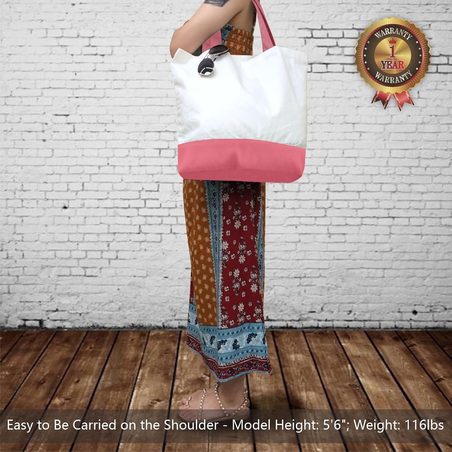 TOPDesign 1 | 3 | 6 | 12 | 24 Pack Super Strong Large 12oz Cotton Canvas Tote Bag, Reusable Grocery Shopping Cloth Bag, Fashionable Two-Tone Tote for Crafts, DIY Your Creative Designs (Pack of 1)