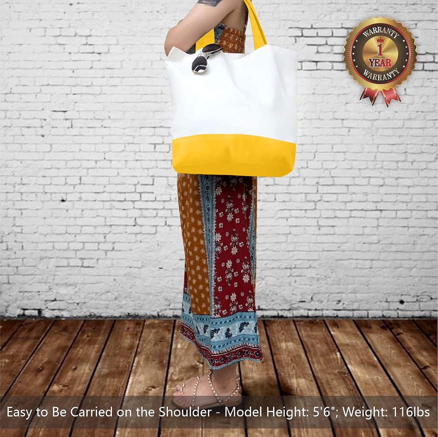 TOPDesign 1 | 3 | 6 | 12 | 24 Pack Super Strong Large 12oz Cotton Canvas Tote Bag, Reusable Grocery Shopping Cloth Bag, Fashionable Two-Tone Tote for Crafts, DIY Your Creative Designs (Pack of 1)
