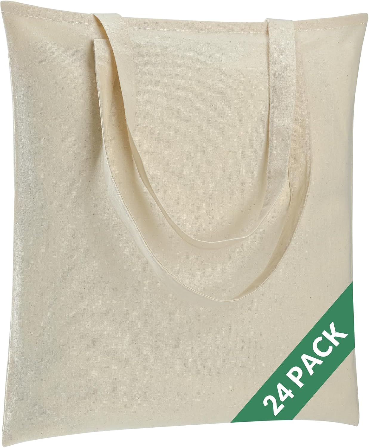 Carbrea 12 Pack Thin Canvas Tote Bags Bulk, Reusable Grocery Bags - Beige | Lightweight, 5oz Natural Canvas, Reinforced Stitches, Blank Design, Ideal for Shopping DIY Sublimation Activity Gift