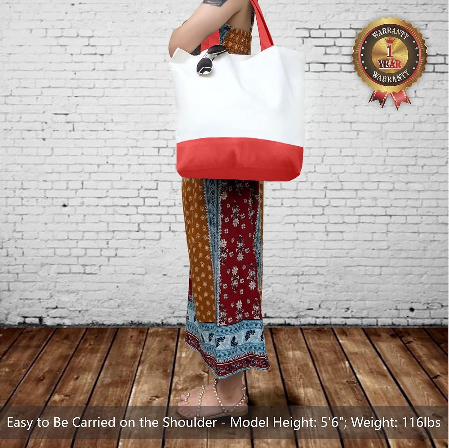 TOPDesign 1 | 3 | 6 | 12 | 24 Pack Super Strong Large 12oz Cotton Canvas Tote Bag, Reusable Grocery Shopping Cloth Bag, Fashionable Two-Tone Tote for Crafts, DIY Your Creative Designs (Pack of 1)