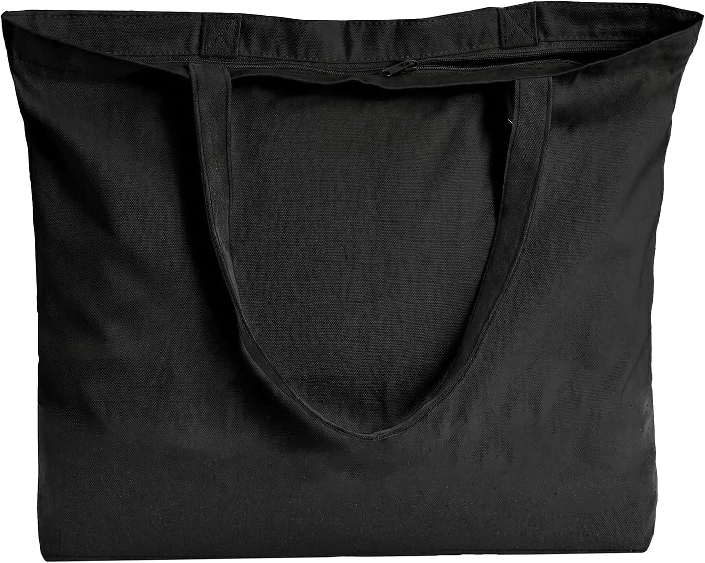 1 Pack Canvas Tote Bag with Zipper, Large Reusable Grocery Tote, Pink | Blank bag, washable, inner pocket, flat bottom, sturdy handle, for sublimation DIY/transfer, travel/beach/Christmas crafts
