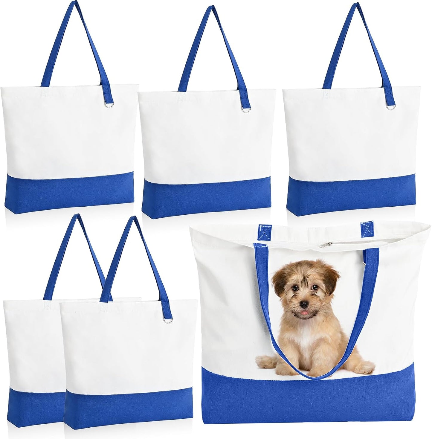 1 Pack Canvas Tote Bag with Zipper, Large Reusable Grocery Tote, Pink | Blank bag, washable, inner pocket, flat bottom, sturdy handle, for sublimation DIY/transfer, travel/beach/Christmas crafts