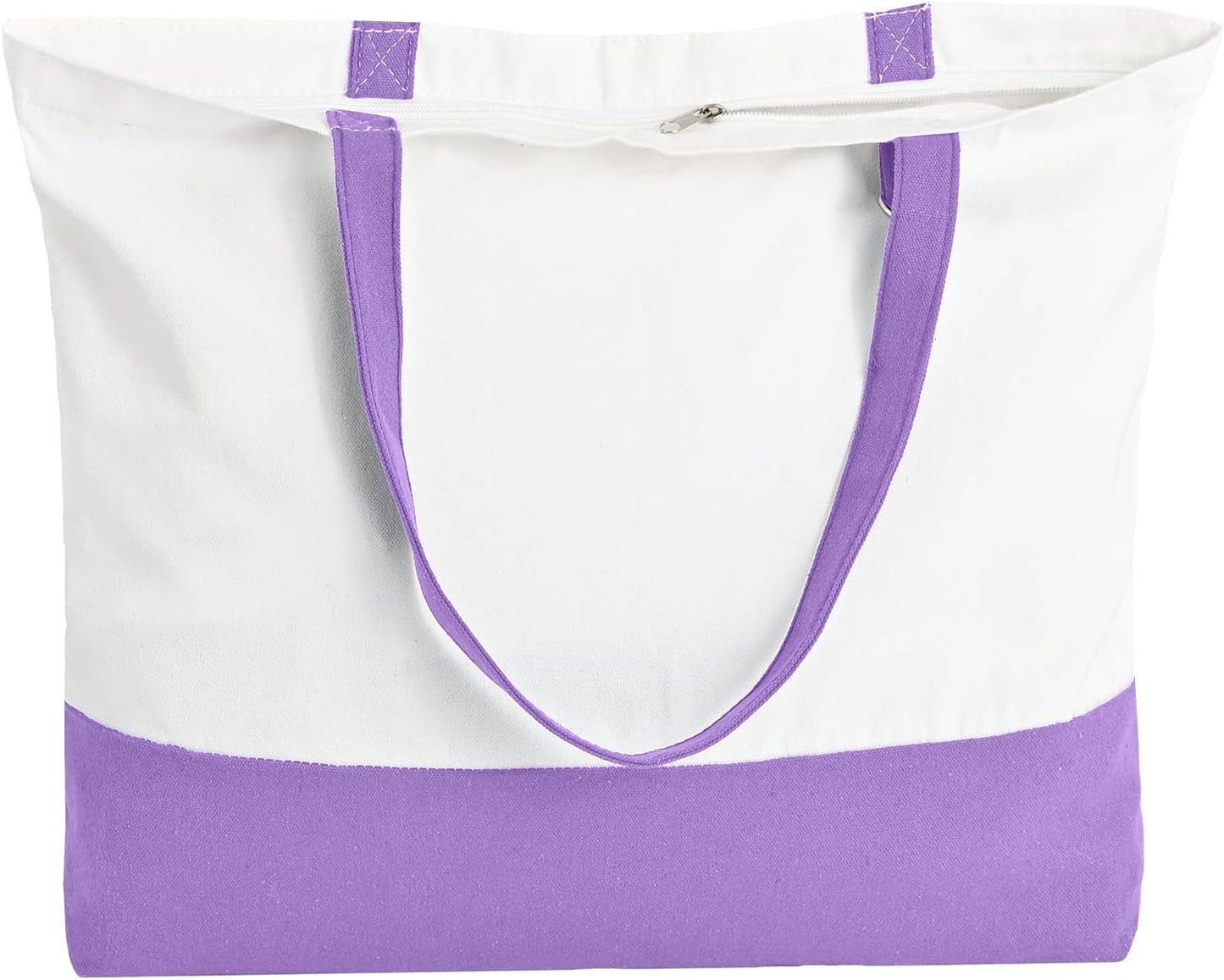 1 Pack Canvas Tote Bag with Zipper, Large Reusable Grocery Tote, Pink | Blank bag, washable, inner pocket, flat bottom, sturdy handle, for sublimation DIY/transfer, travel/beach/Christmas crafts