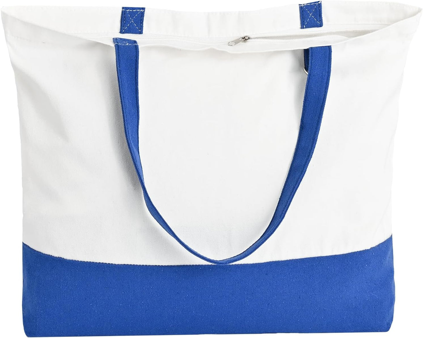 1 Pack Canvas Tote Bag with Zipper, Large Reusable Grocery Tote, Pink | Blank bag, washable, inner pocket, flat bottom, sturdy handle, for sublimation DIY/transfer, travel/beach/Christmas crafts