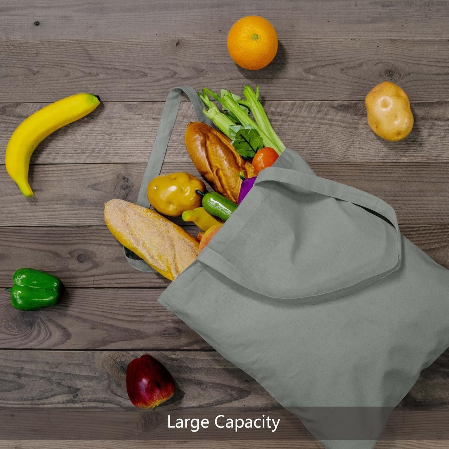 TOPDesign 3 | 6 | 12 | 24 | 48 | 192 Pack Economical Cotton Tote Bags, Lightweight Medium Reusable Grocery Shopping Cloth Bags, Suitable for DIY, Advertising, Promotion, Gift, Activity (3-Pack)
