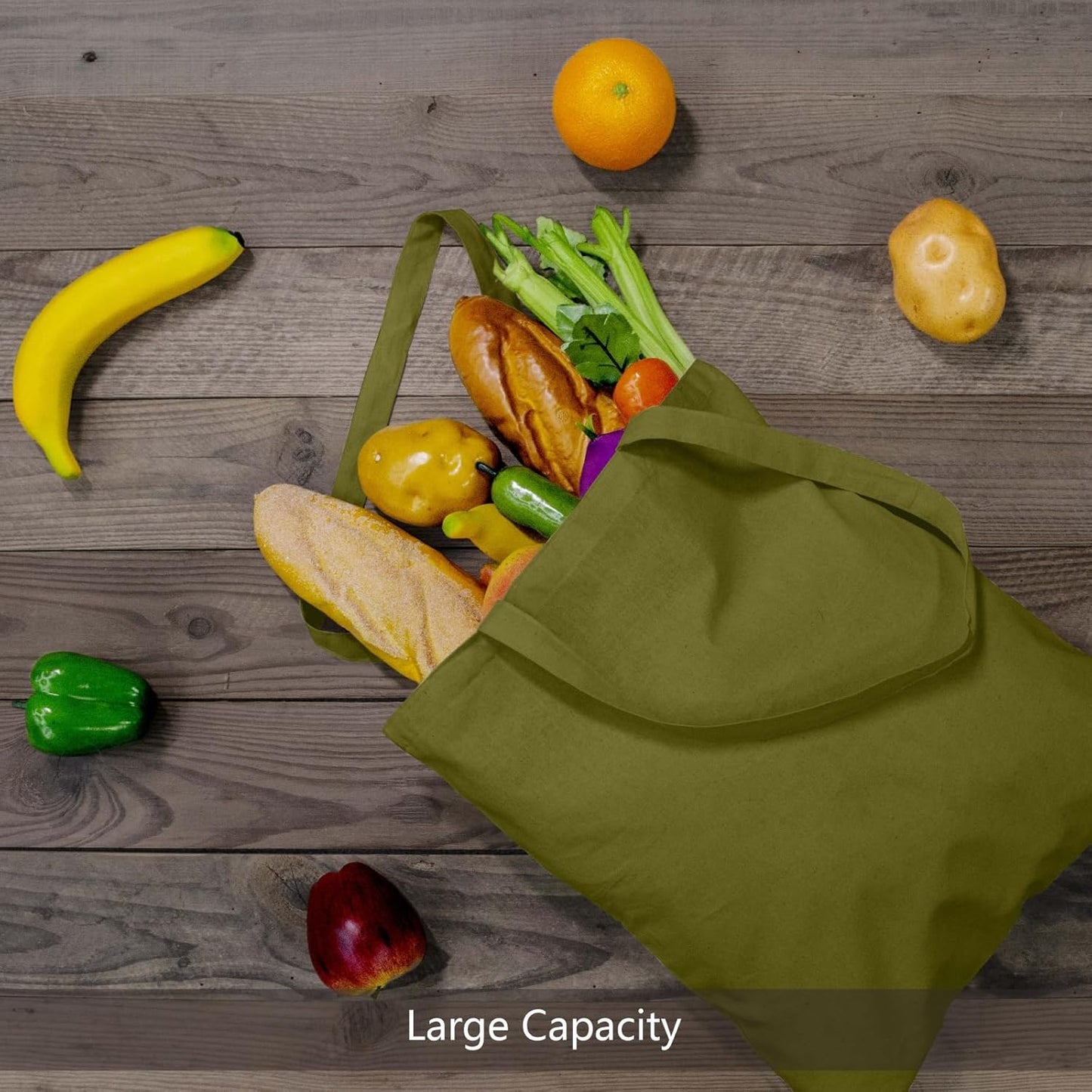 TOPDesign 3 | 6 | 12 | 24 | 48 | 192 Pack Economical Cotton Tote Bags, Lightweight Medium Reusable Grocery Shopping Cloth Bags, Suitable for DIY, Advertising, Promotion, Gift, Activity (3-Pack)