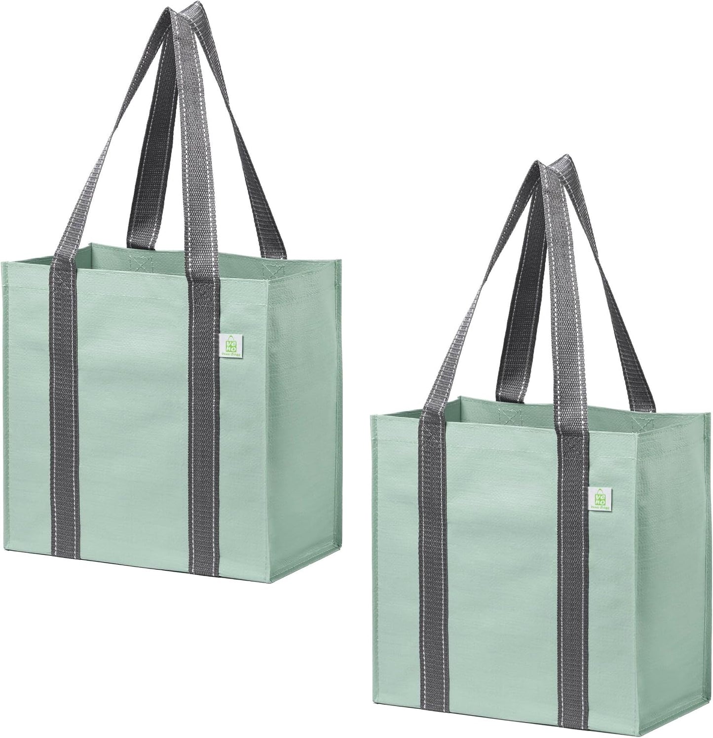 VENO 2/4 Pack Compact Reusable Grocery Shopping Bags with Hard Bottom | Medium Utility Tote w/ Handles,Heavy Duty,Foldable
