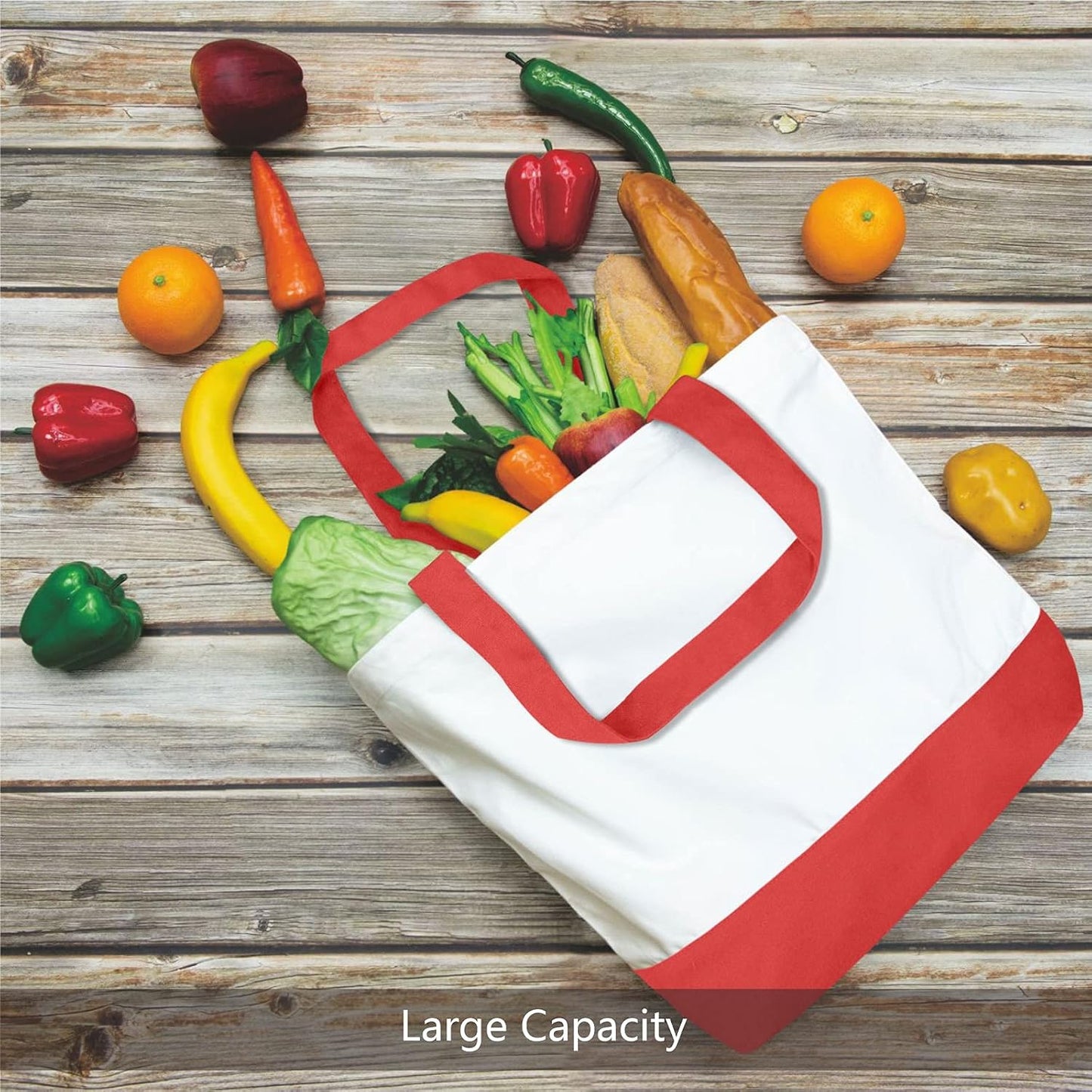 TOPDesign 1 | 3 | 6 | 12 | 24 Pack Super Strong Large 12oz Cotton Canvas Tote Bag, Reusable Grocery Shopping Cloth Bag, Fashionable Two-Tone Tote for Crafts, DIY Your Creative Designs (Pack of 1)
