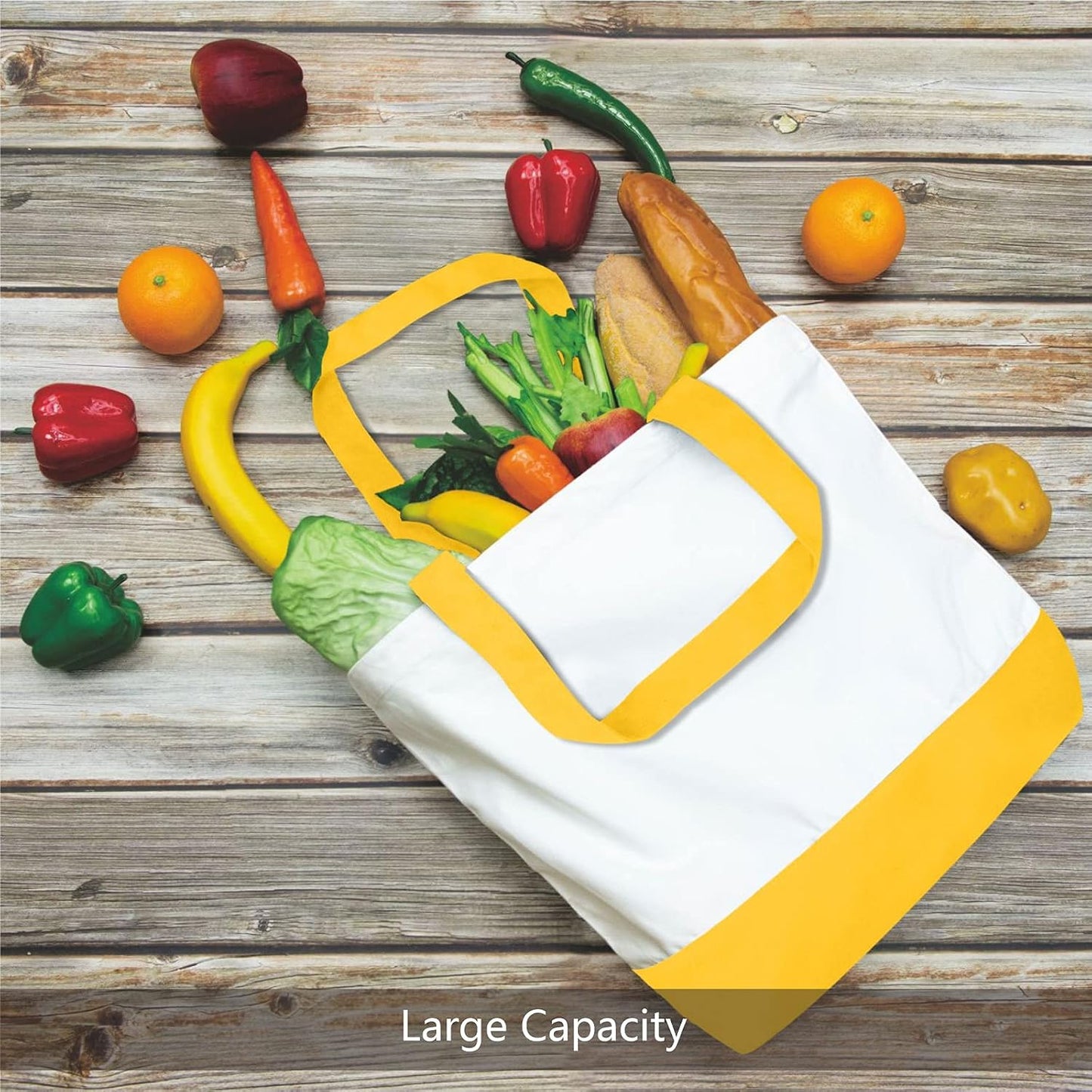 TOPDesign 1 | 3 | 6 | 12 | 24 Pack Super Strong Large 12oz Cotton Canvas Tote Bag, Reusable Grocery Shopping Cloth Bag, Fashionable Two-Tone Tote for Crafts, DIY Your Creative Designs (Pack of 1)
