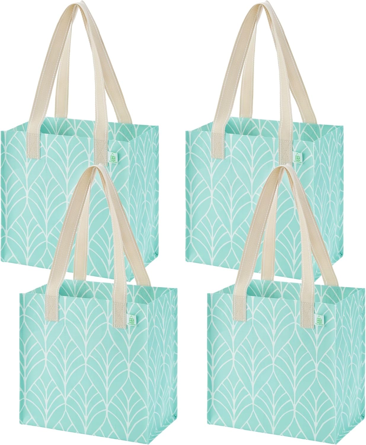 VENO 2/4 Pack Compact Reusable Grocery Shopping Bags with Hard Bottom | Medium Utility Tote w/ Handles,Heavy Duty,Foldable