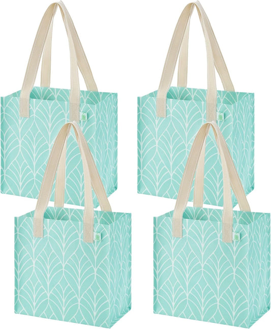 VENO 2/4 Pack Compact Reusable Grocery Shopping Bags with Hard Bottom | Medium Utility Tote w/ Handles,Heavy Duty,Foldable