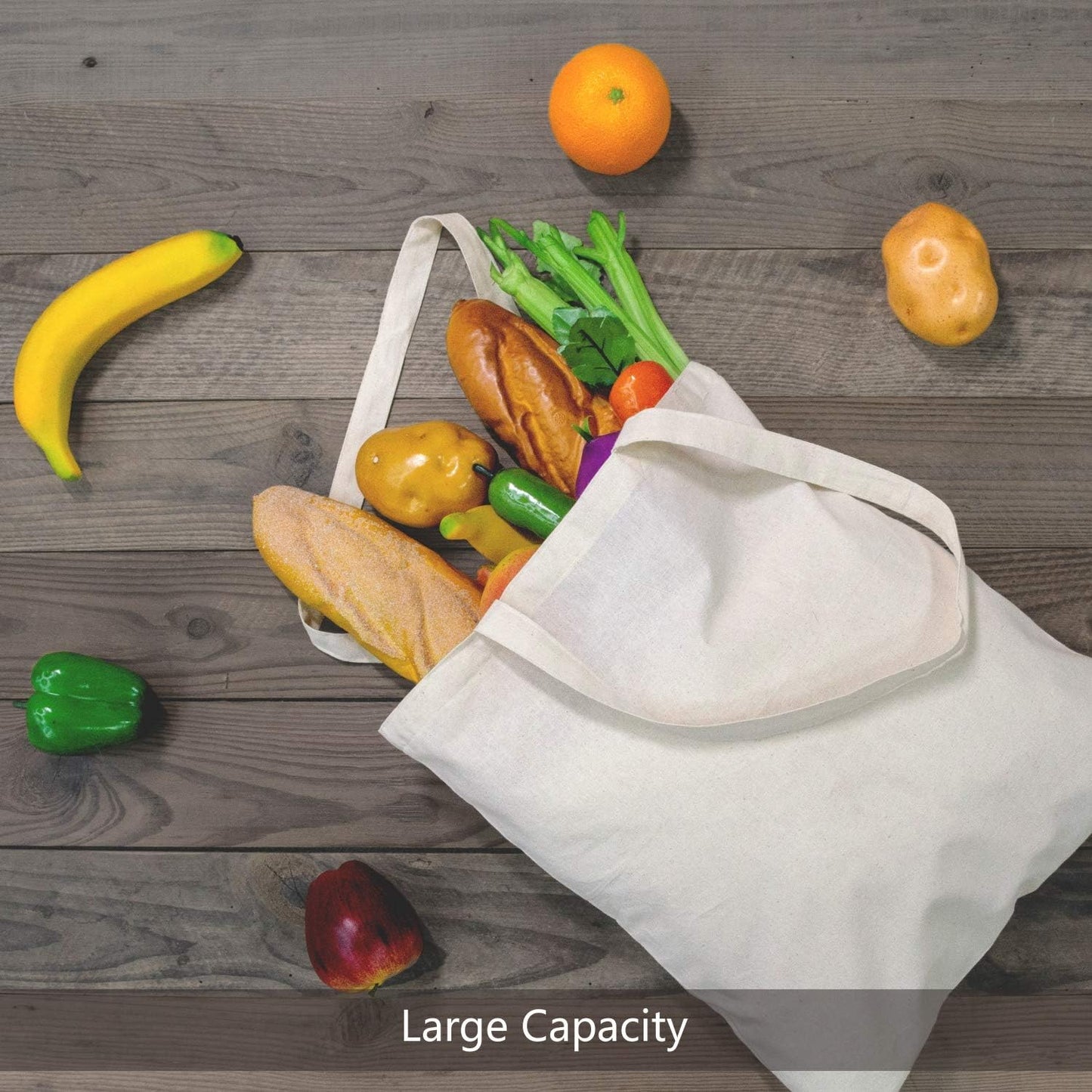 TOPDesign 3 | 6 | 12 | 24 | 48 | 192 Pack Economical Cotton Tote Bags, Lightweight Medium Reusable Grocery Shopping Cloth Bags, Suitable for DIY, Advertising, Promotion, Gift, Activity (3-Pack)
