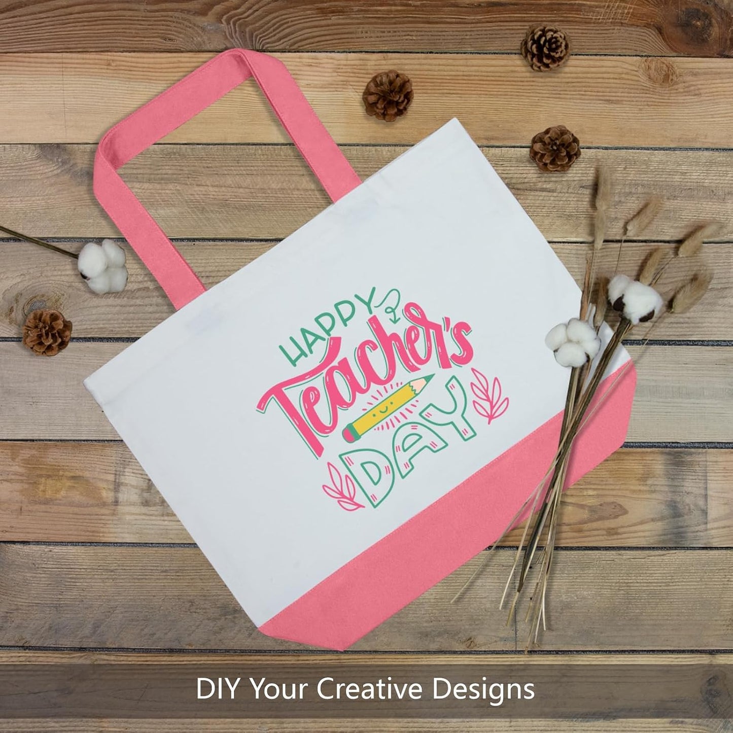 TOPDesign 1 | 3 | 6 | 12 | 24 Pack Super Strong Large 12oz Cotton Canvas Tote Bag, Reusable Grocery Shopping Cloth Bag, Fashionable Two-Tone Tote for Crafts, DIY Your Creative Designs (Pack of 1)
