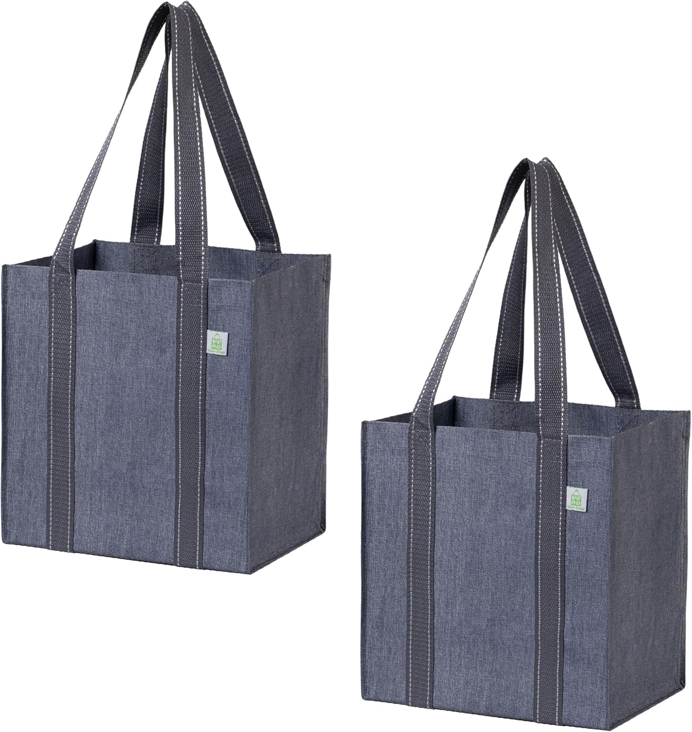 VENO 2/4 Pack Compact Reusable Grocery Shopping Bags with Hard Bottom | Medium Utility Tote w/ Handles,Heavy Duty,Foldable